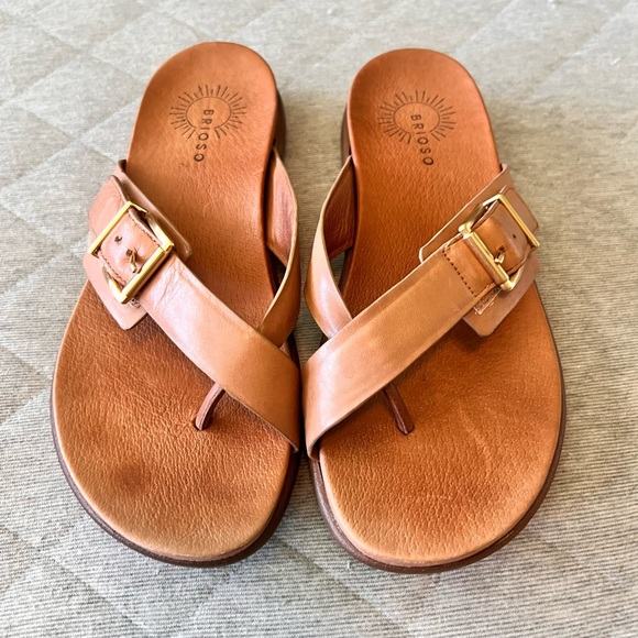 BRIOSO Sz 9 Camdenn Brown Leather Adjustable Strap Sandals - Picture 2 of 6